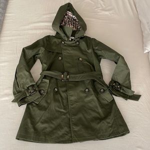 Girls olive green trench coat